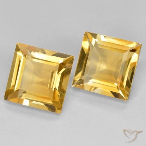 Gemas de Citrino Dorado medio natural de 2.87 ct, Cuadrado, VS