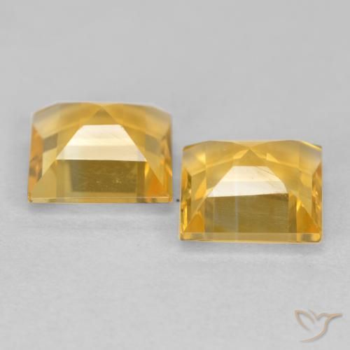 Gemas de Citrino Dorado medio natural de 2.87 ct, Cuadrado, VS