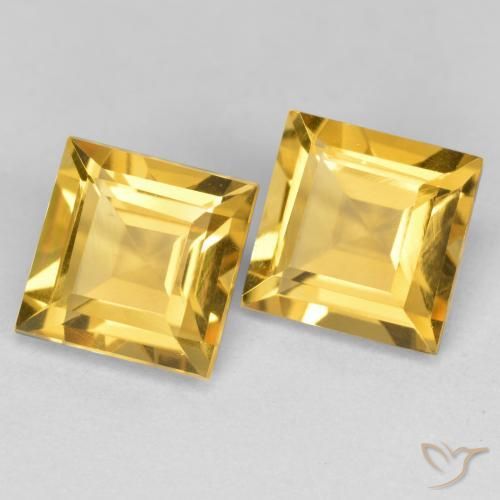 Gemas de Citrino Naranja dorado natural de 2.99 ct, Cuadrado, VS