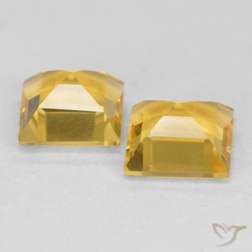 Gemas de Citrino Naranja dorado natural de 2.99 ct, Cuadrado, VS