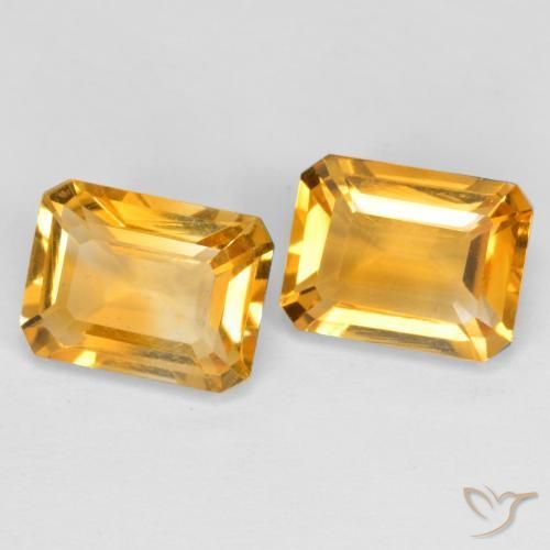 Gemas de Citrino Naranja dorado intenso natural de 3.09 ct, Corte Octágono / Esmeralda, VVS-VS