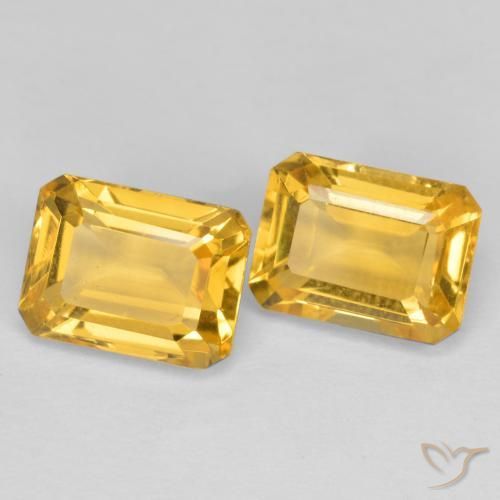 Gemas de Citrino Dorado medio natural de 3.25 ct, Corte Octágono / Esmeralda, VVS-VS