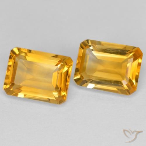 Gemas de Citrino Dorado medio natural de 3.08 ct, Corte Octágono / Esmeralda, VVS-VS