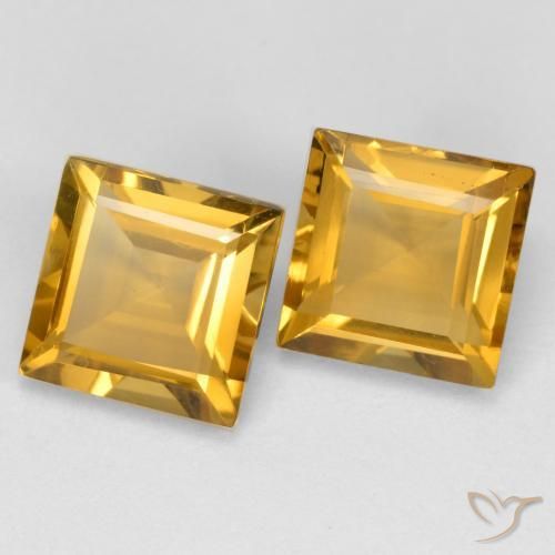 Gemas de Citrino Dorado natural de 3.34 ct, Cuadrado, VS