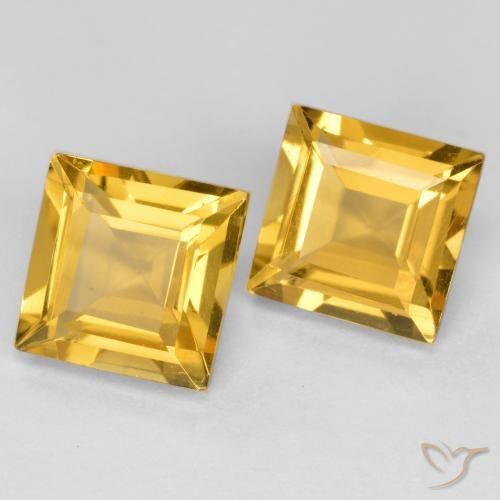 Gemas de Citrino Dorado medio natural de 3.12 ct, Cuadrado, VS