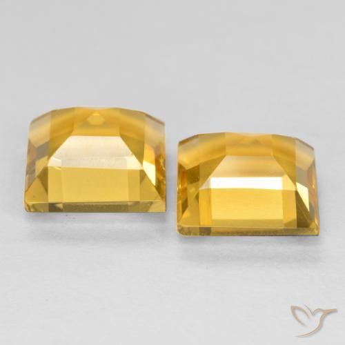 Gemas de Citrino Dorado medio natural de 3.12 ct, Cuadrado, VS
