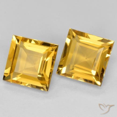 Gemas de Citrino Naranja dorado natural de 3.07 ct, Cuadrado, VS