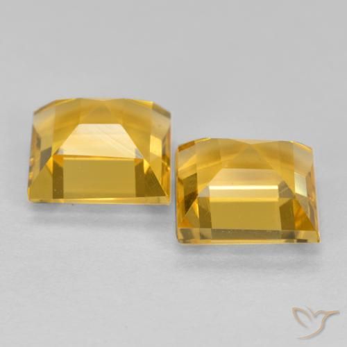 Gemas de Citrino Naranja dorado natural de 3.07 ct, Cuadrado, VS