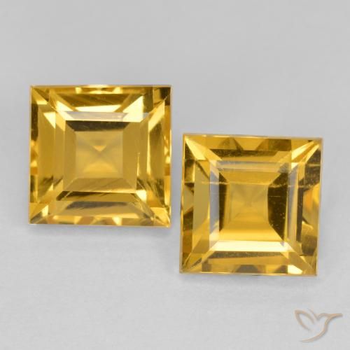 3.28ctw Natural Dorado medio Citrino, Cuadrado, VS