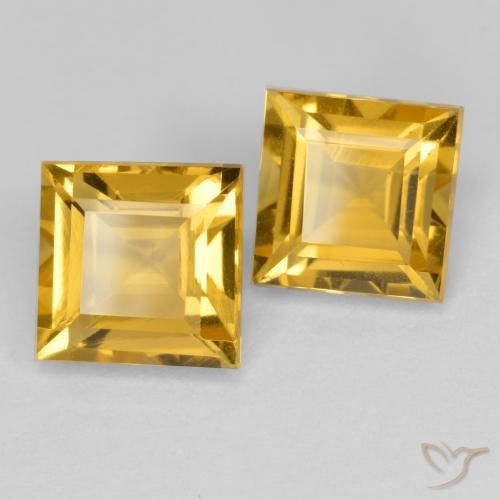 Gemas de Citrino Dorado medio natural de 3.28 ct, Cuadrado, VS