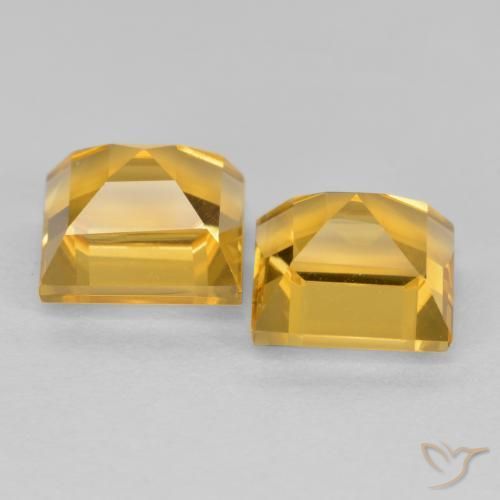 Gemas de Citrino Dorado medio natural de 3.28 ct, Cuadrado, VS