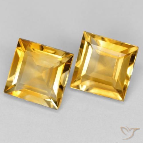 Gemas de Citrino Naranja dorado natural de 2.94 ct, Cuadrado, VS