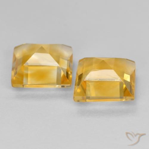 Gemas de Citrino Naranja dorado natural de 2.94 ct, Cuadrado, VS