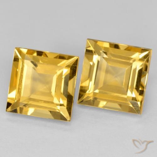 Gemas de Citrino Dorado claro medio natural de 3.45 ct, Cuadrado, VS