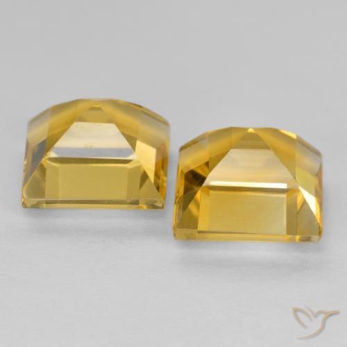 Gemas de Citrino Dorado claro medio natural de 3.45 ct, Cuadrado, VS