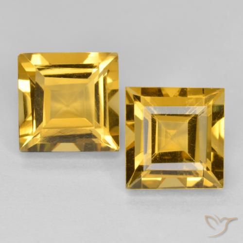 3.28ctw Natural Dorado intenso Citrino, Cuadrado, VS