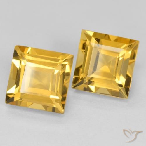 Gemas de Citrino Dorado intenso natural de 3.28 ct, Cuadrado, VS