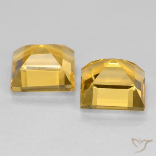 Gemas de Citrino Dorado intenso natural de 3.28 ct, Cuadrado, VS