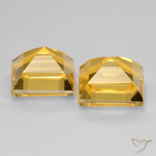 Gemas de Citrino Dorado intenso natural de 3.30 ct, Cuadrado, VS