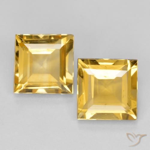 2.94ctw Natural Dorado medio Citrino, Cuadrado, VS