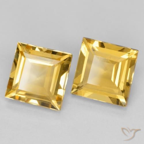 Gemas de Citrino Dorado medio natural de 2.94 ct, Cuadrado, VS