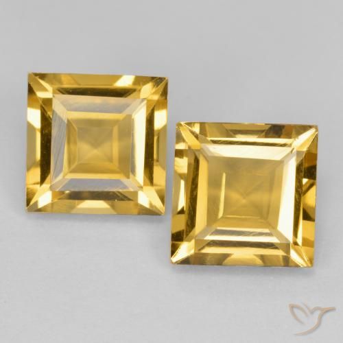 3.26ctw Natural Dorado medio Citrino, Cuadrado, VS