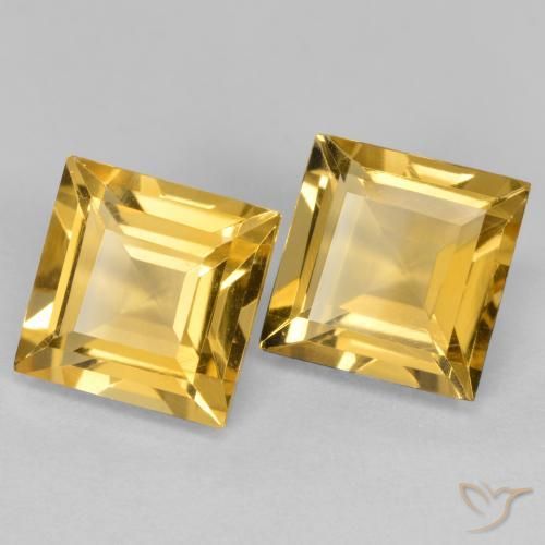 Gemas de Citrino Dorado medio natural de 3.26 ct, Cuadrado, VS