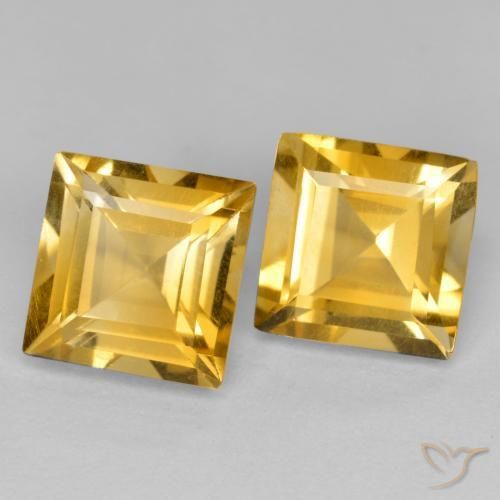 Gemas de Citrino Dorado natural de 3.25 ct, Cuadrado, VS
