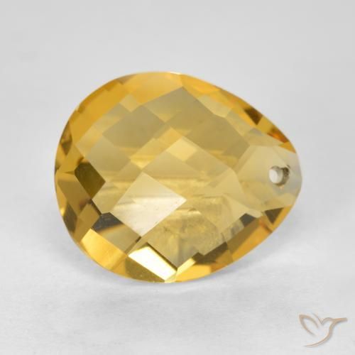 Citrino Dorado medio natural de 3.52 ct, En forma de pera, VVS-VS