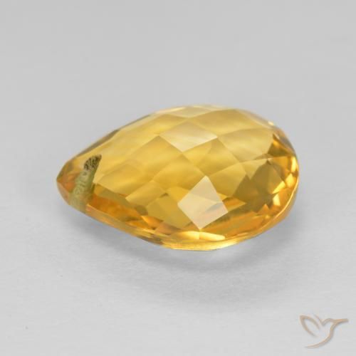 Citrino Naranja dorado intenso natural de 3.61 ct, En forma de pera, VVS-VS