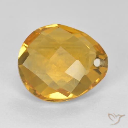 Citrino Naranja dorado intenso natural de 4.06 ct, En forma de pera, VVS-VS