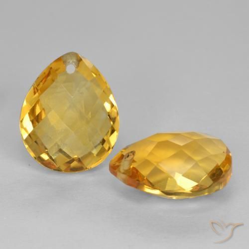Gemas de Citrino Naranja dorado natural de 7.95 ct, En forma de pera, VVS-VS