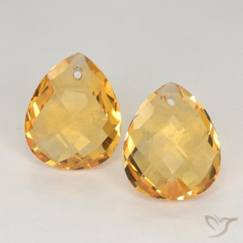 7.34ctw Natural Dorado oscuro medio Citrino, En forma de pera, VVS-VS