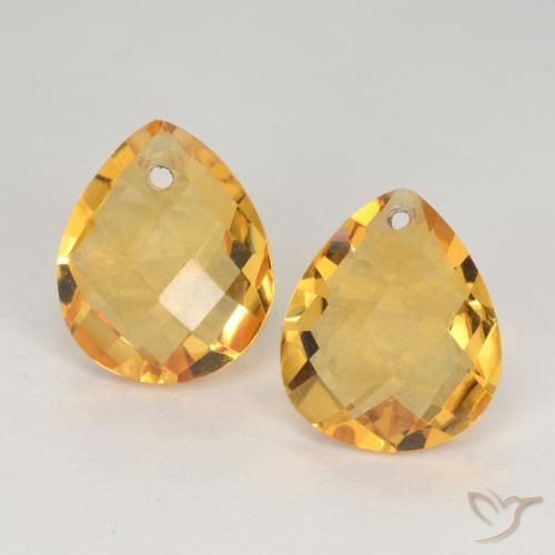 7.25ctw Natural Naranja dorado intenso Citrino, En forma de pera, VVS-VS