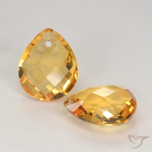 Gemas de Citrino Naranja dorado intenso natural de 7.25 ct, En forma de pera, VVS-VS