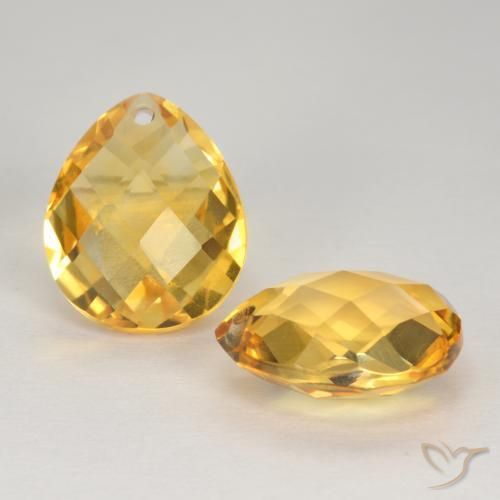 Gemas de Citrino Dorado oscuro medio natural de 7.58 ct, En forma de pera, VVS-VS