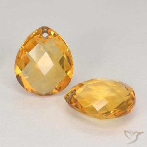 Gemas de Citrino Dorado naranja natural de 7.42 ct, En forma de pera, VVS-VS