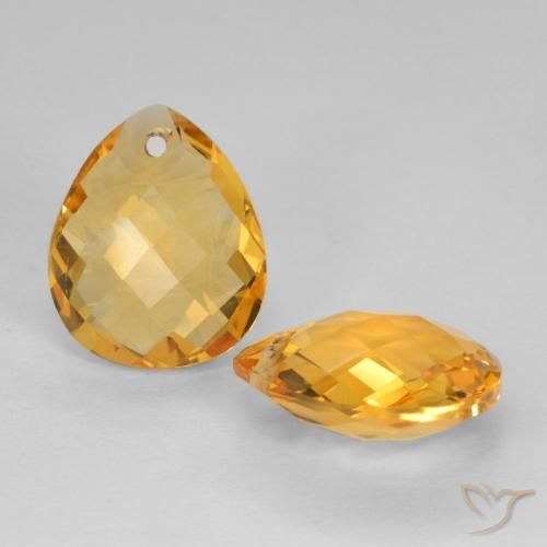 Gemas de Citrino Naranja dorado intenso natural de 6.99 ct, En forma de pera, VVS-VS