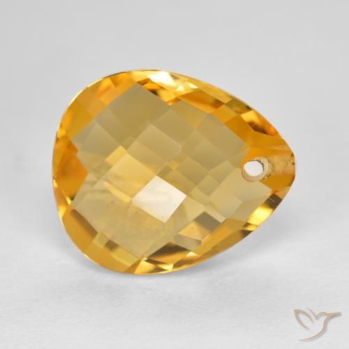 Citrino Naranja dorado intenso natural de 3.37 ct, En forma de pera, VVS-VS