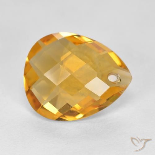Citrino Dorado oscuro natural de 3.28 ct, En forma de pera, VVS-VS