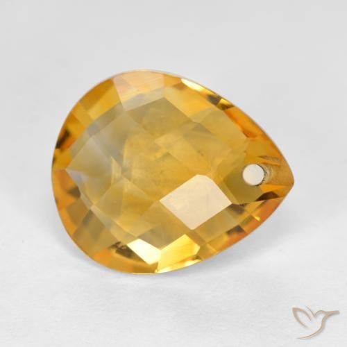 Citrino Dorado naranja natural de 3.60 ct, En forma de pera, VVS-VS