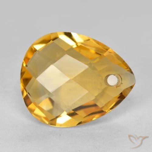 Citrino Naranja dorado intenso natural de 3.37 ct, En forma de pera, VVS-VS