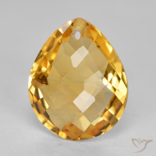 3.30ct Natural Naranja dorado intenso Citrino, En forma de pera, VS-SI