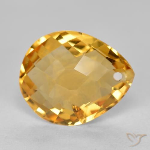 Citrino Naranja dorado intenso natural de 3.30 ct, En forma de pera, VS-SI