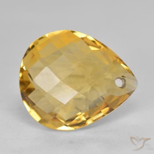 Citrino Dorado oscuro medio natural de 3.44 ct, En forma de pera, VVS-VS