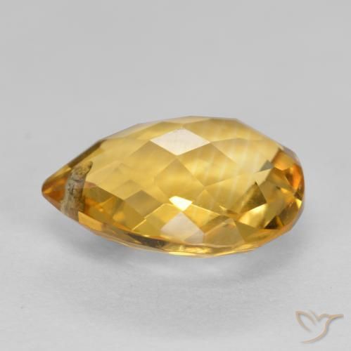Citrino Dorado oscuro medio natural de 3.44 ct, En forma de pera, VVS-VS