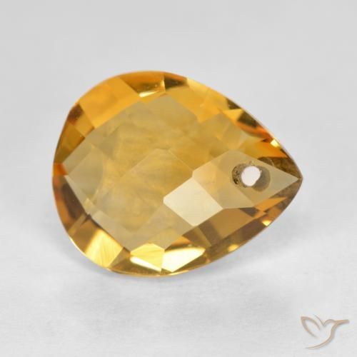Citrino Naranja dorado intenso natural de 3.68 ct, En forma de pera, VVS-VS
