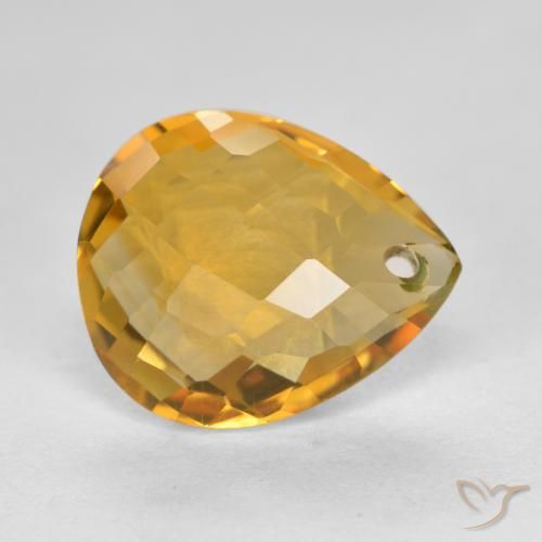 Citrino Naranja dorado intenso natural de 3.83 ct, En forma de pera, VVS-VS
