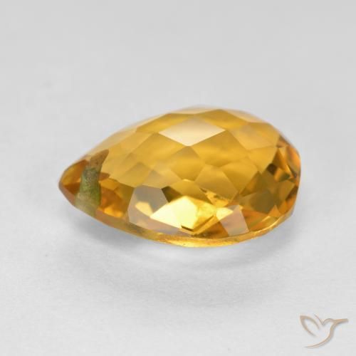 Citrino Naranja dorado intenso natural de 3.83 ct, En forma de pera, VVS-VS
