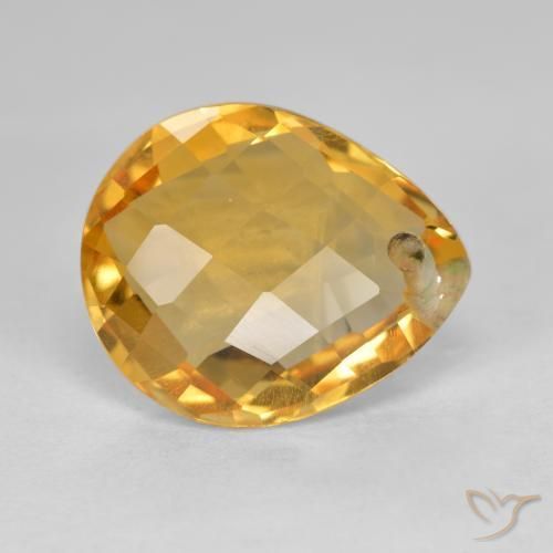 Citrino Dorado naranja claro medio natural de 3.50 ct, En forma de pera, VVS-VS